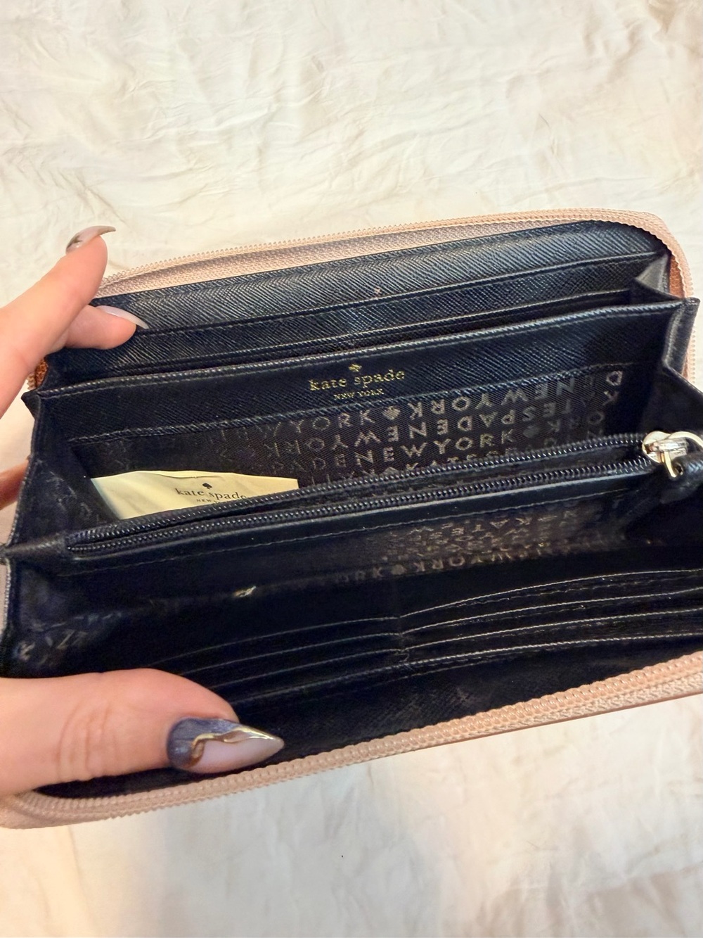 kate spade glitter wallet in rose gold sparkle - Picture 6 of 7